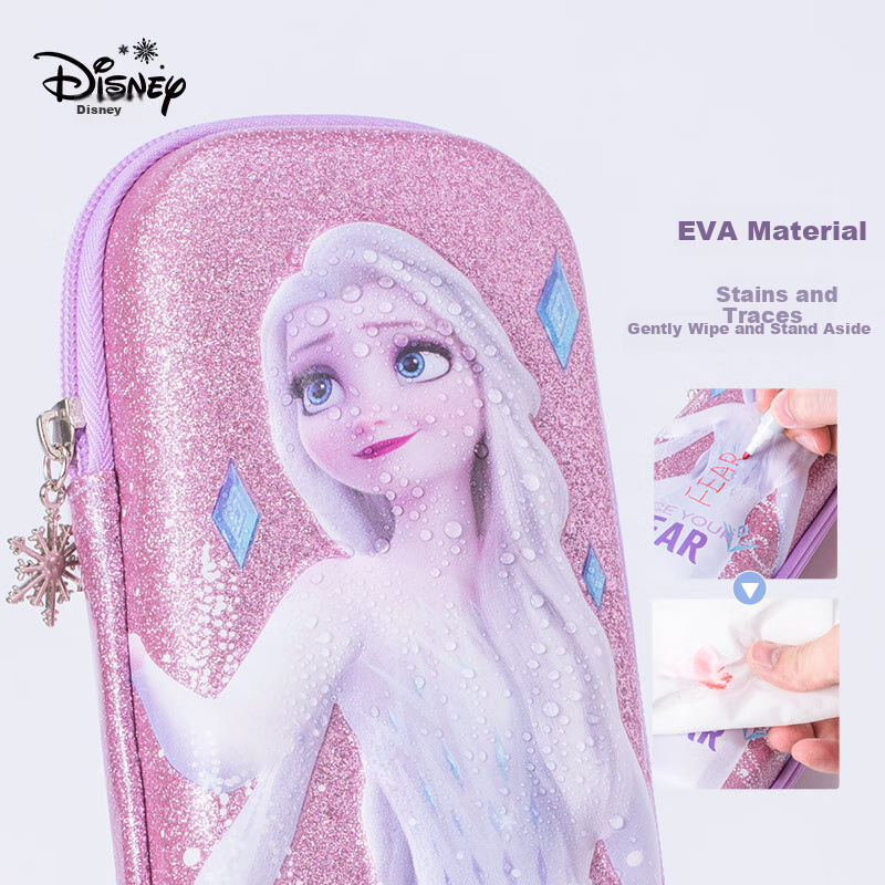 Disney Elementary School Pencil Case, 3D Large Capacity Stationery Box, Crush-Resistant And Drop-Proof EVA Pencil Case, Children's Pencil Bag for Girls, Frozen P85134Z