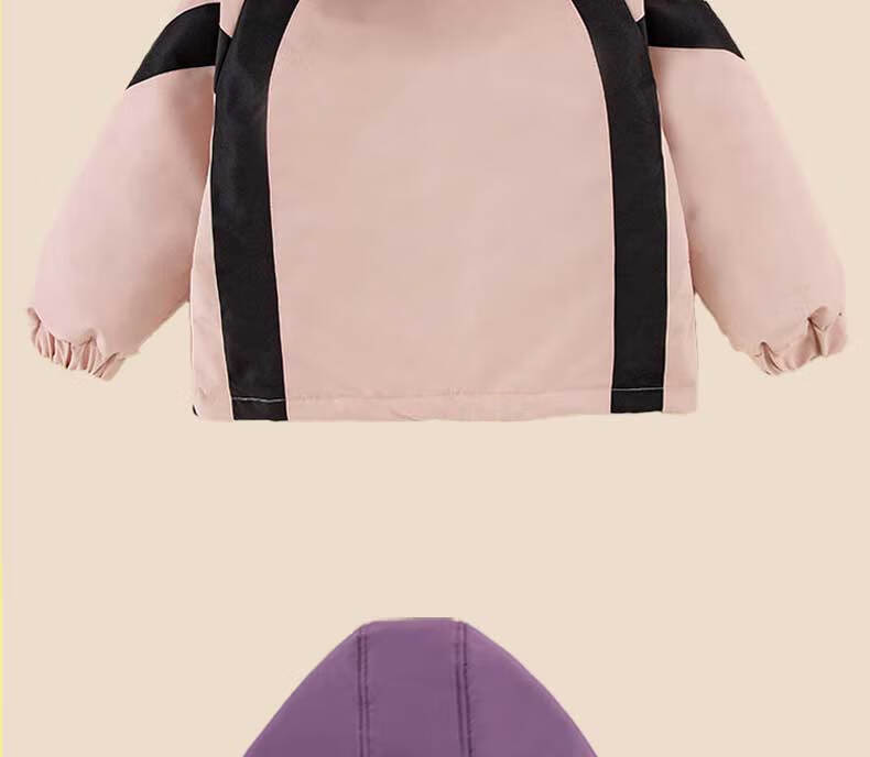 Disney Girls' Hooded Jacket with Fleece Lining 2-in-1 School Uniform Windproof Coat for Older Kids 4