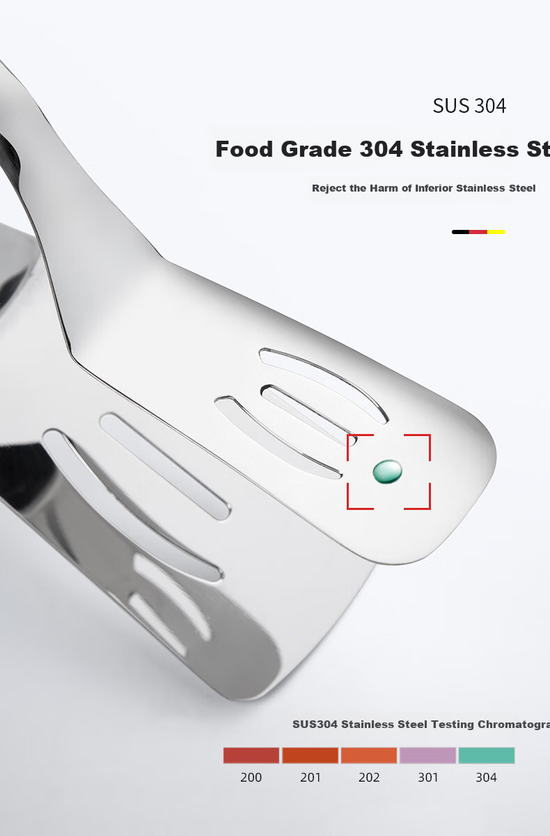 Newair 304 Stainless Steel Tongs, Food Clamps for Steak, Fish Spatula, Meat Tongs for Barbecue, Kitchen Heat-Resistant Food Clamps 3