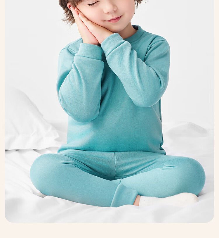 Badibadi Autumn Winter New Baby Toddler Fleece Lined Thermal Underwear Set Homewear Pajamas Blue Tennis Letter 160 3