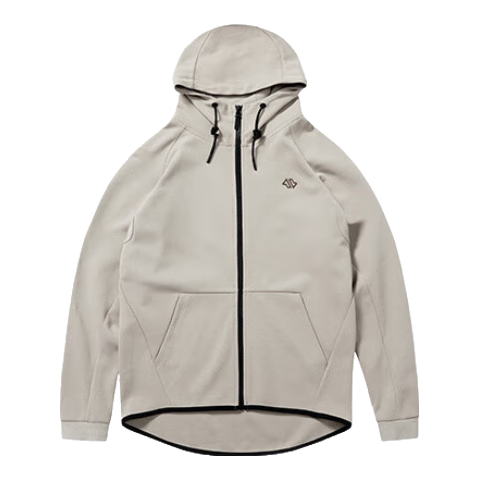 JD Original Air Warm Sports Jacket for Men, Knitted Hooded Spring Outdoor Windproof Warm Running Casual Coat, Khaki Color M