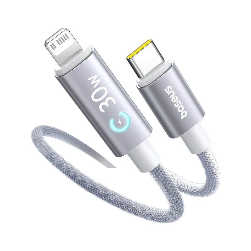 Baseus Apple Charging Cable PD30W/20W Smart Power Off Data Cable for iPhone 14/13/12 Pro Max/11/XR/8P 2M White