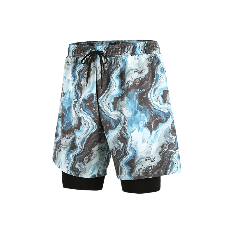 ERKE Men's Swim Shorts, Double-Layer Anti-Embarrassment Knee-Length Shorts, Large Size Loose Beach Shorts for Hot Springs And Quick-Drying Swimwear