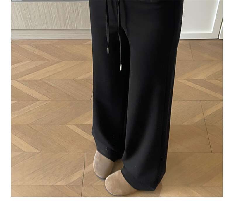 Langsha Women's Draped Wide-Leg Pants 2026 Spring New High-Waist Casual Loose Sports Slim Straight Sweatpants 9
