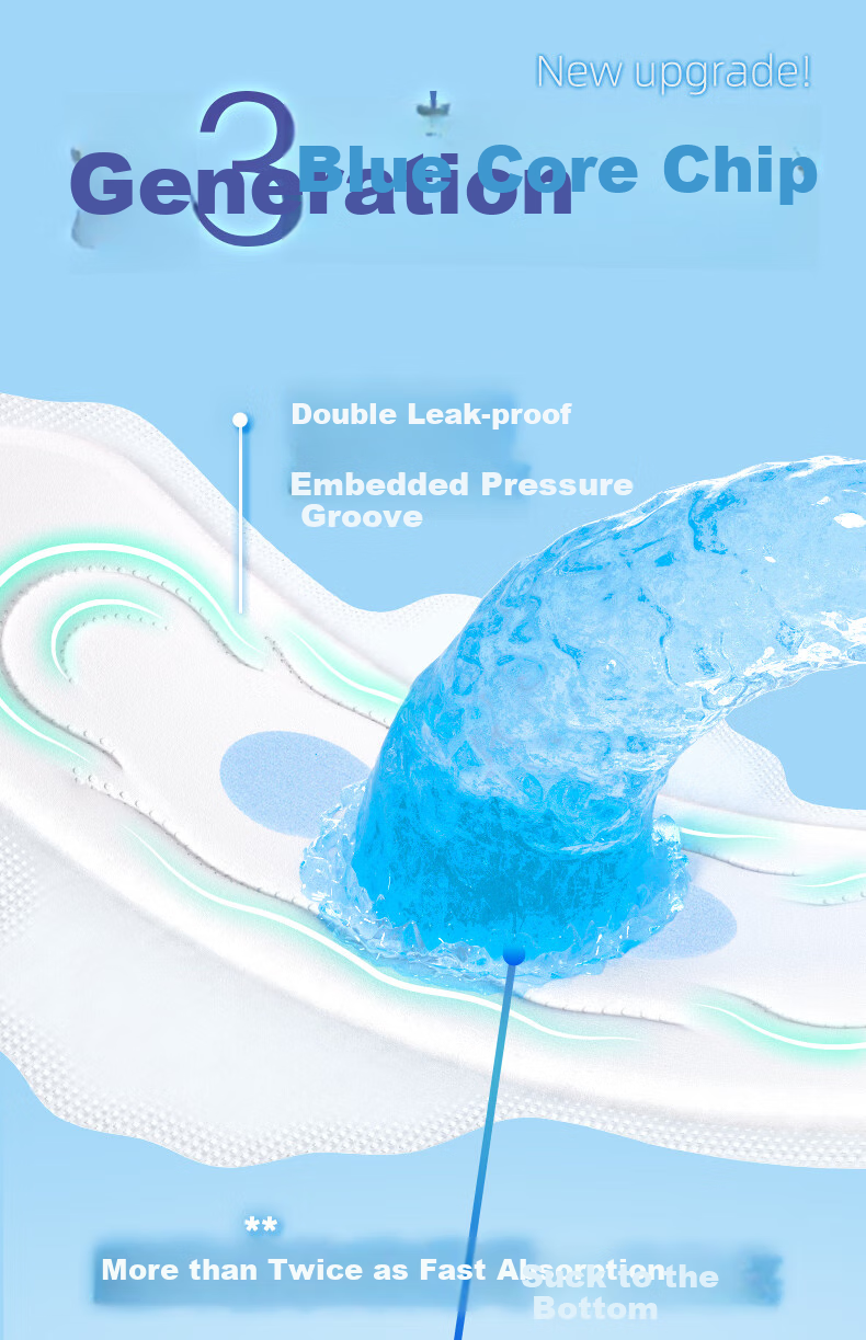 Anerle Sanitary Napkins Day And Night Use with Blue Core, Quick Absorption, 245mm*14+275mm*6 [Brand Direct Supply, Safe Quality] 3