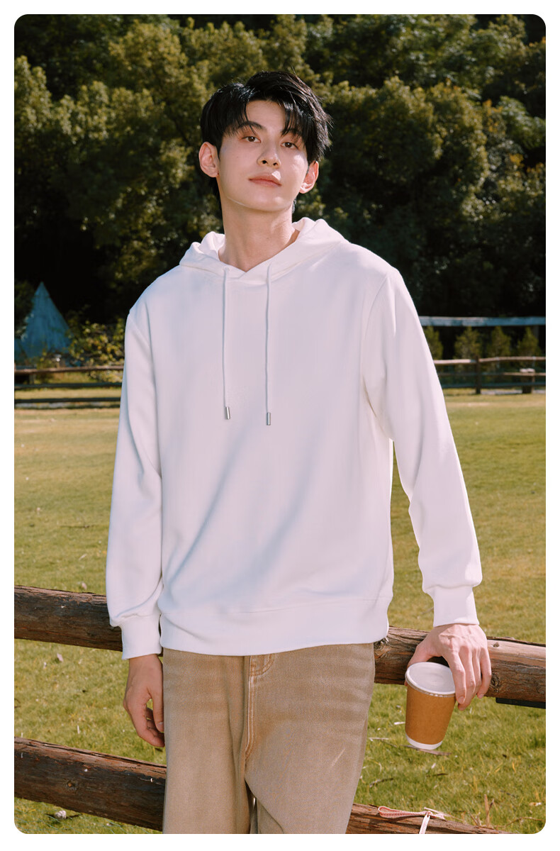 Baleno Hooded Sweatshirt for Men, Spring And Autumn Fashion, Trendy Instagram-Style Simple Large Size Hooded Top, Loose-Fitting Casual Solid Color Sweatshirt for Me 6