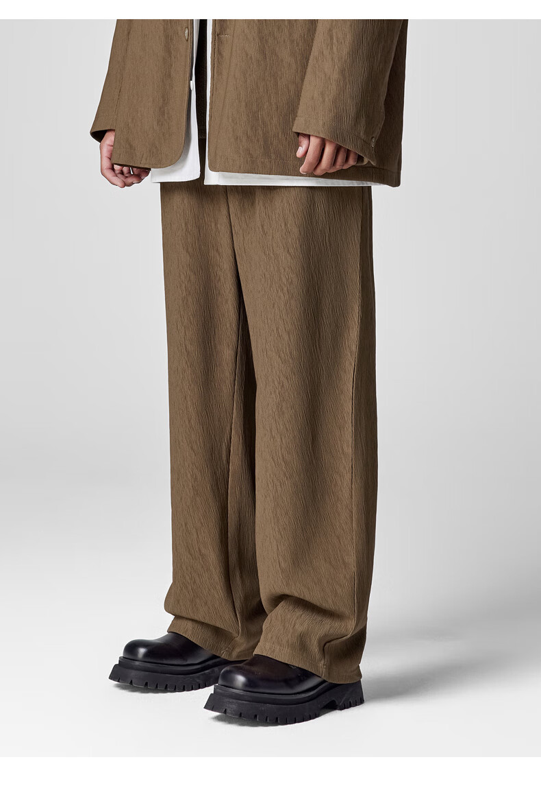 BODYDREAM Men's Casual New Draped Straight-Leg Textured Wide-Leg Wilderness Melard Trousers 17