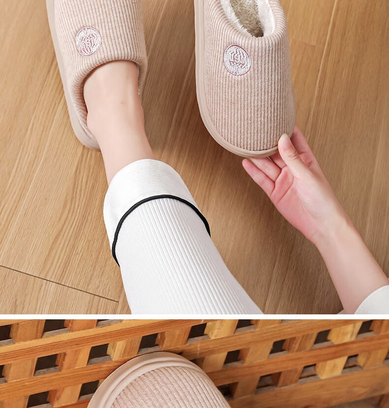 Huamei Jianbu Unisex Versatile Half-Cover Cotton Slippers Indoor Outdoor Fleece Lined Warm Cotton Slippers HM2502 Navy Blue Size 40-41 22