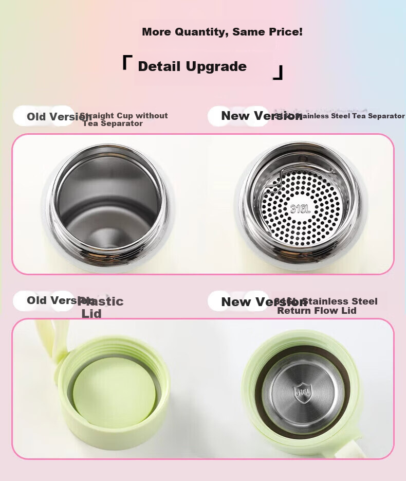 Fuguang Xinran Series, Insulated Mug, 316 Stainless Steel Water Bottle, Student Thermos Cup, Portable Tea Infuser Mug for Men And Women, Outdoor Use 1