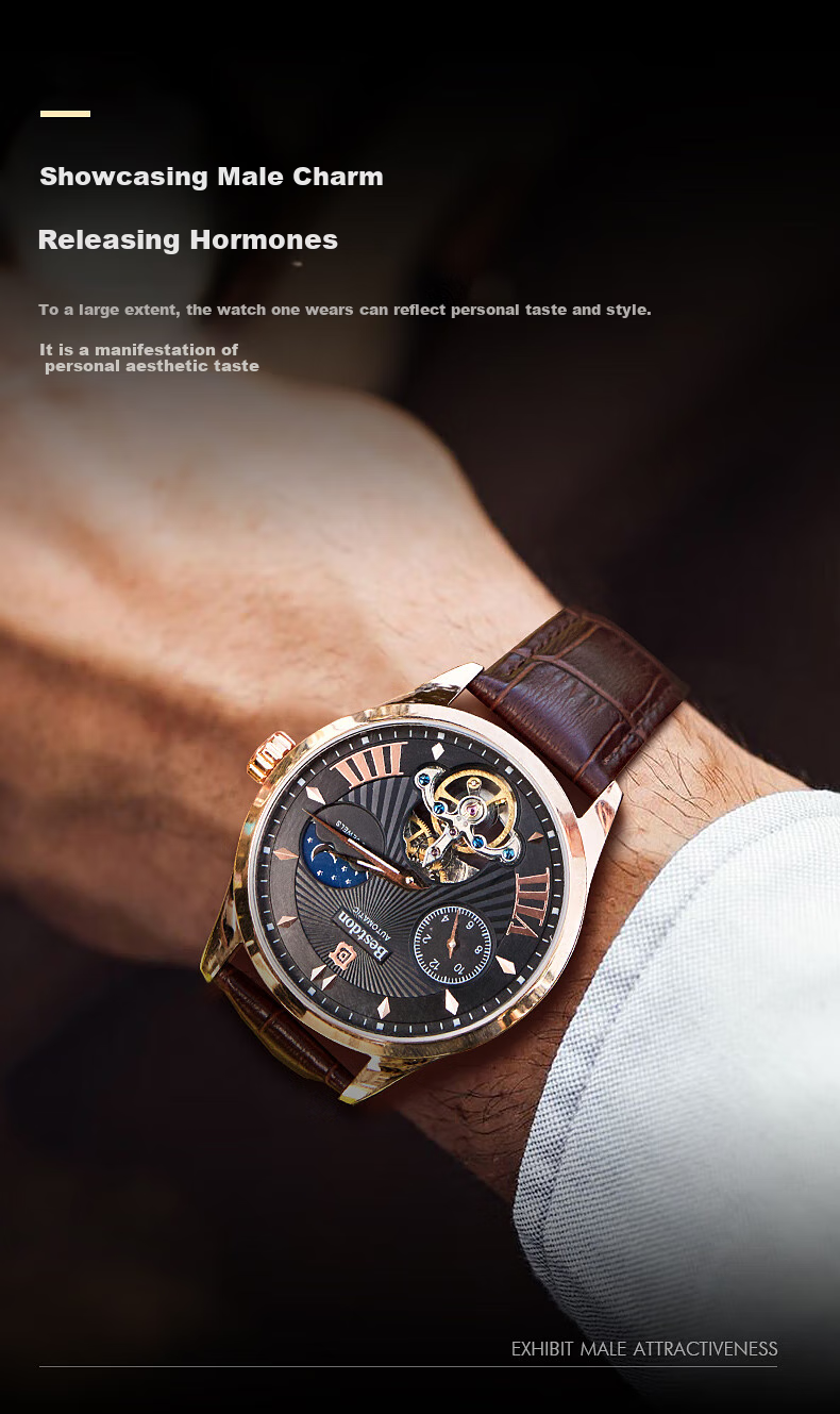 Bestdon Men's Automatic Mechanical Watch, Water-Resistant, Luminous, Business Style, National Trend, Gift Box for Men, Present for Me 6