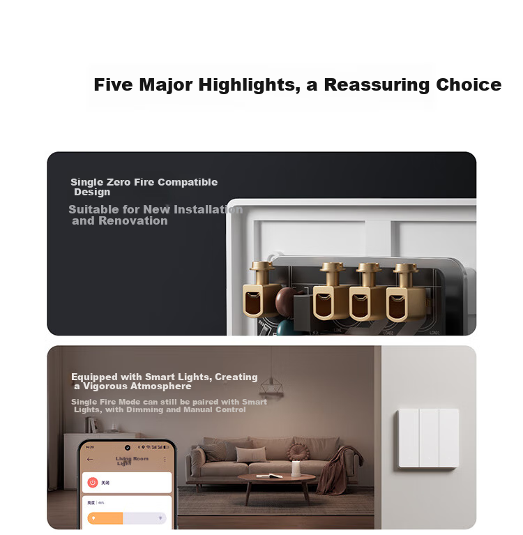 MI Smart Switch (Triple) Integrates with Mijia, Ultra-Long Lifespan, Switch Panel, Requires Gateway 2