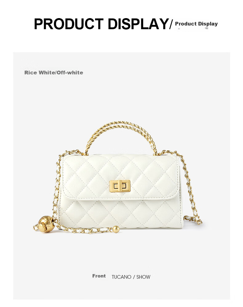 TUCANO Women's Leather Shoulder Bag Small Fragrance Style Quilted Chain Bag Fashion Versatile Crossbody Bag Mother's Day Birthday Gift 12