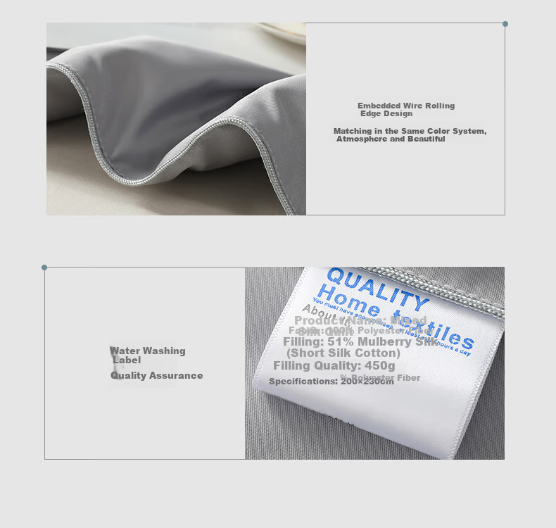 Huangchaojiasi Mulberry Silk Quilt, Air Conditioning Quilt, Washable Summer Cool Quilt, Ice Silk Double Thin Quilt Core, Gray 200*230cm 2 Ji 12