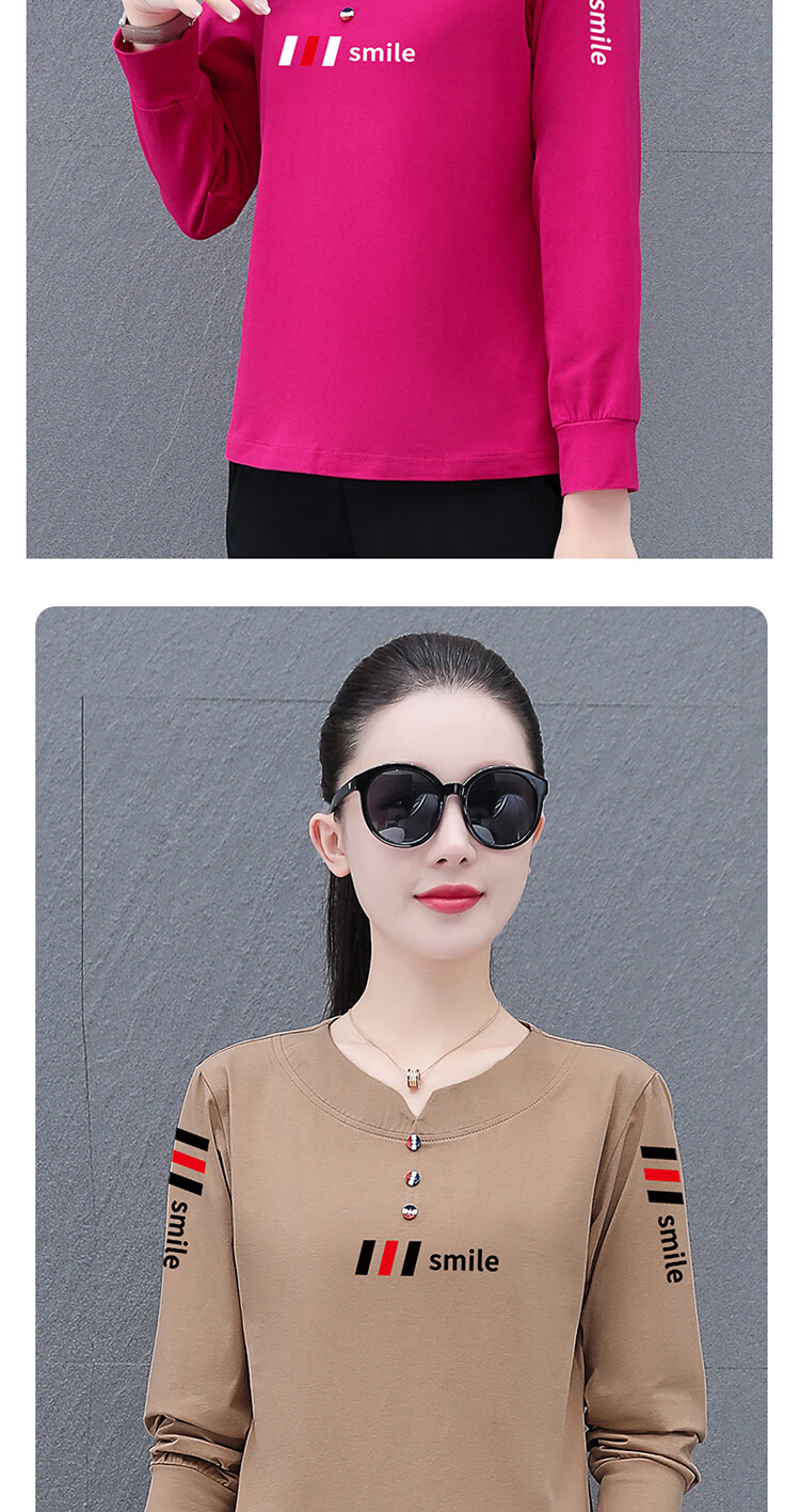 Woodpecker Pure Cotton Regular Shoulder Long Sleeve T-Shirt Women Autumn New Casual Plus Size Slim Fit Base Shirt Top Black 3XL 11