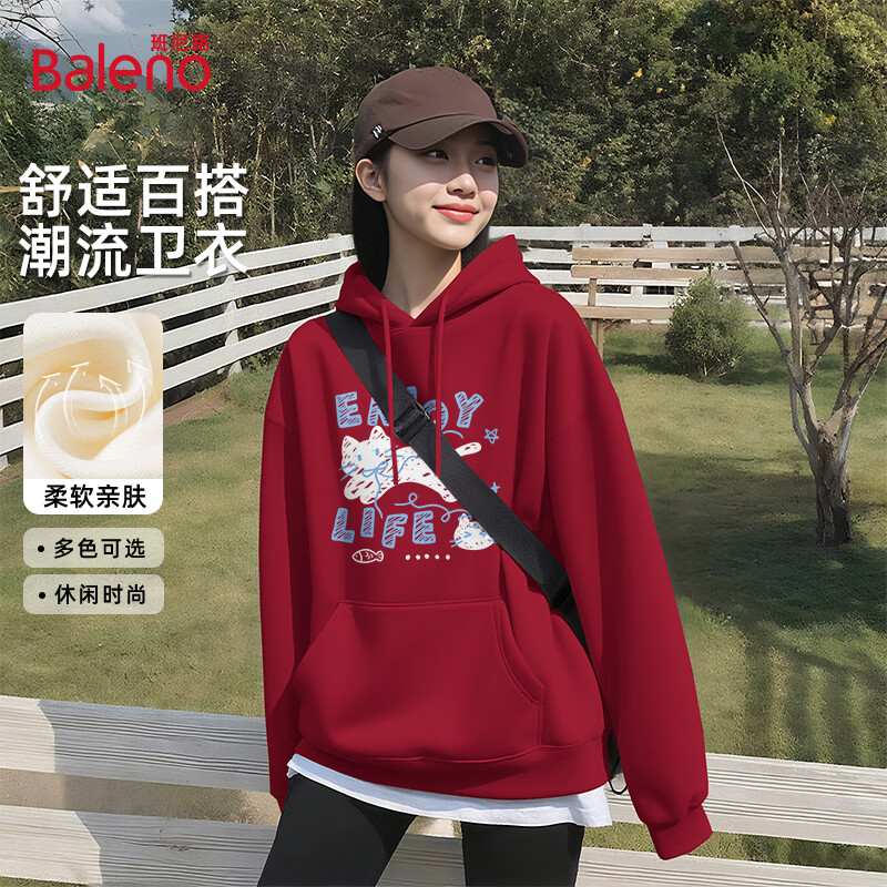 Baleno Cartoon Hoodie Women's 2025 New Autumn Winter Casual Versatile Student Fashion Long Sleeve Sweatshirt