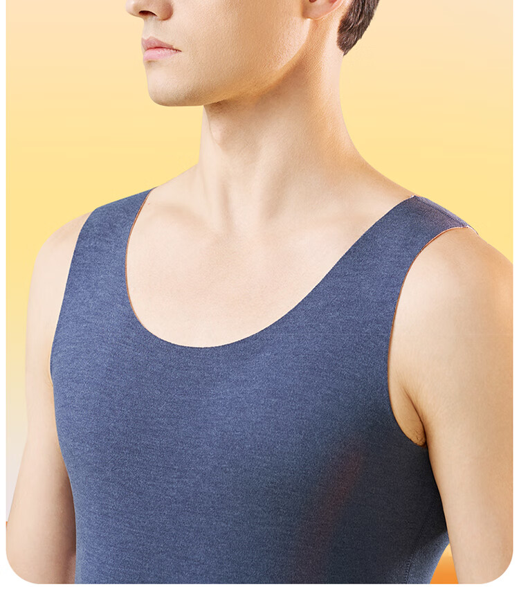 LangSha Men's Thermal Vest Thin Double-Sided Fleece Lyocell Feather Velvet Wide Shoulder Base Layer Winter 26