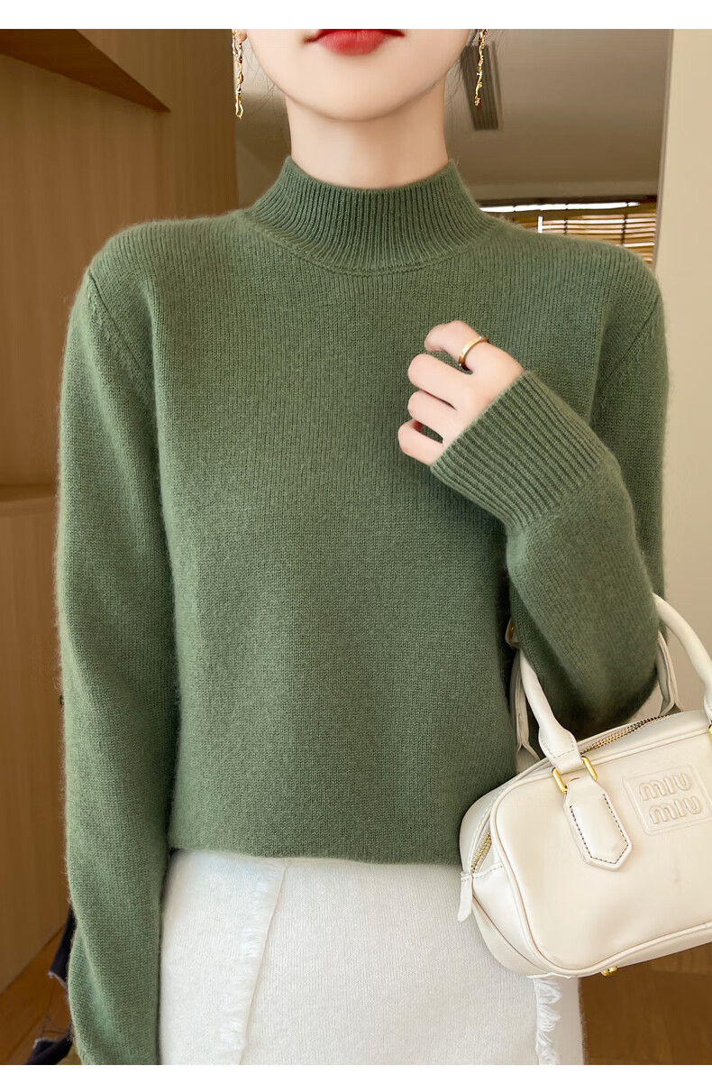 Miiow Women's Half Turtleneck Knit Sweater Autumn Winter Loose Base Layer Stylish Top 2025 New 12