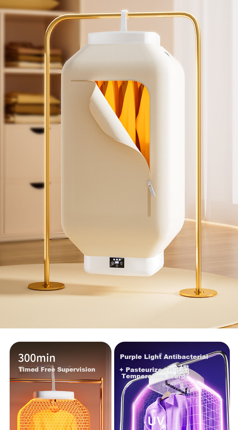 UEMUSI [Portable Hanging Model] Clothes Dryer, Home Use Drying Machine, 120L Foldable Small High-Power Drying Cabinet for Clothes 2
