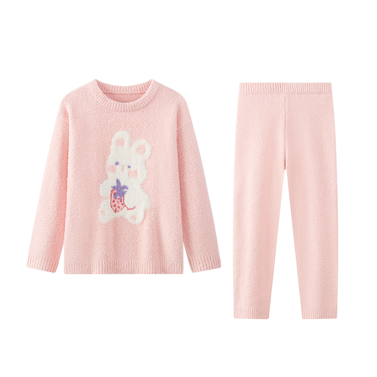 DEESHA Children's Half-Velvet Pajamas Baby Fleece Homewear Set Girls Pullover Wearable Coral Fleece Autumn Winter