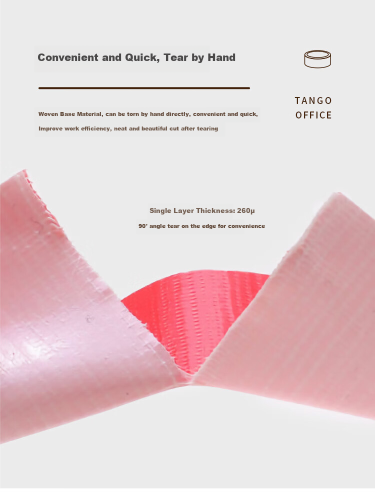 TANGO Office Strong Adhesive Tape High-Strength Carpet Splicing Fixing Line Tape Anti-Curl Edge Red 48mm*15y (13.7 Meters) 3 Rolls 5