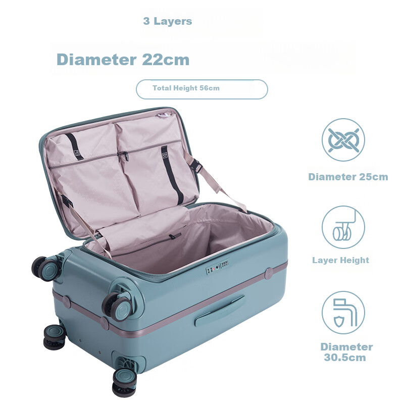 CROWN Side-Opening Suitcase, Aluminum Frame, Large Capacity, Summer Travel Luggage, 5292, Blue, 28 Inches, Requires Check-I