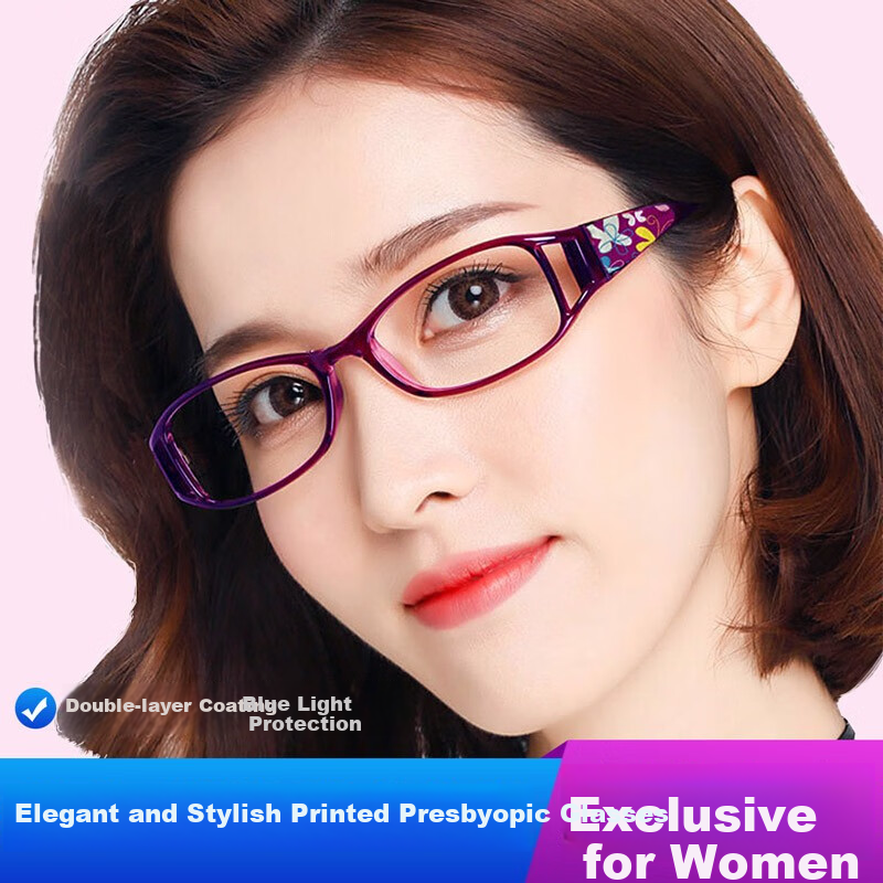 Mr.PuTian Blue Light Blocking Reading Glasses High Definition Presbyopia Glasses for Elderly Purple Single Vision 150 Degree (Age 50-54)