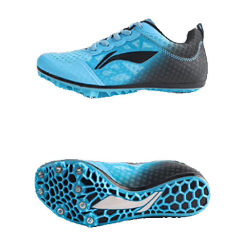 Li-Ning Track And Field Sprint Spikes, Full-Length Traction Eight-Spike Shoes for Men And Women, Student Exam Training Spikes, Blue - Size 40