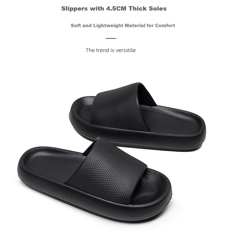 GUOLUOFEI Thick-Soled Slip-On Sandals for Men And Women, Summer Indoor Home Wear, Height-Increasing, Extra Large Size, Couple Slippers, Navy Blue, Size 40-41 1