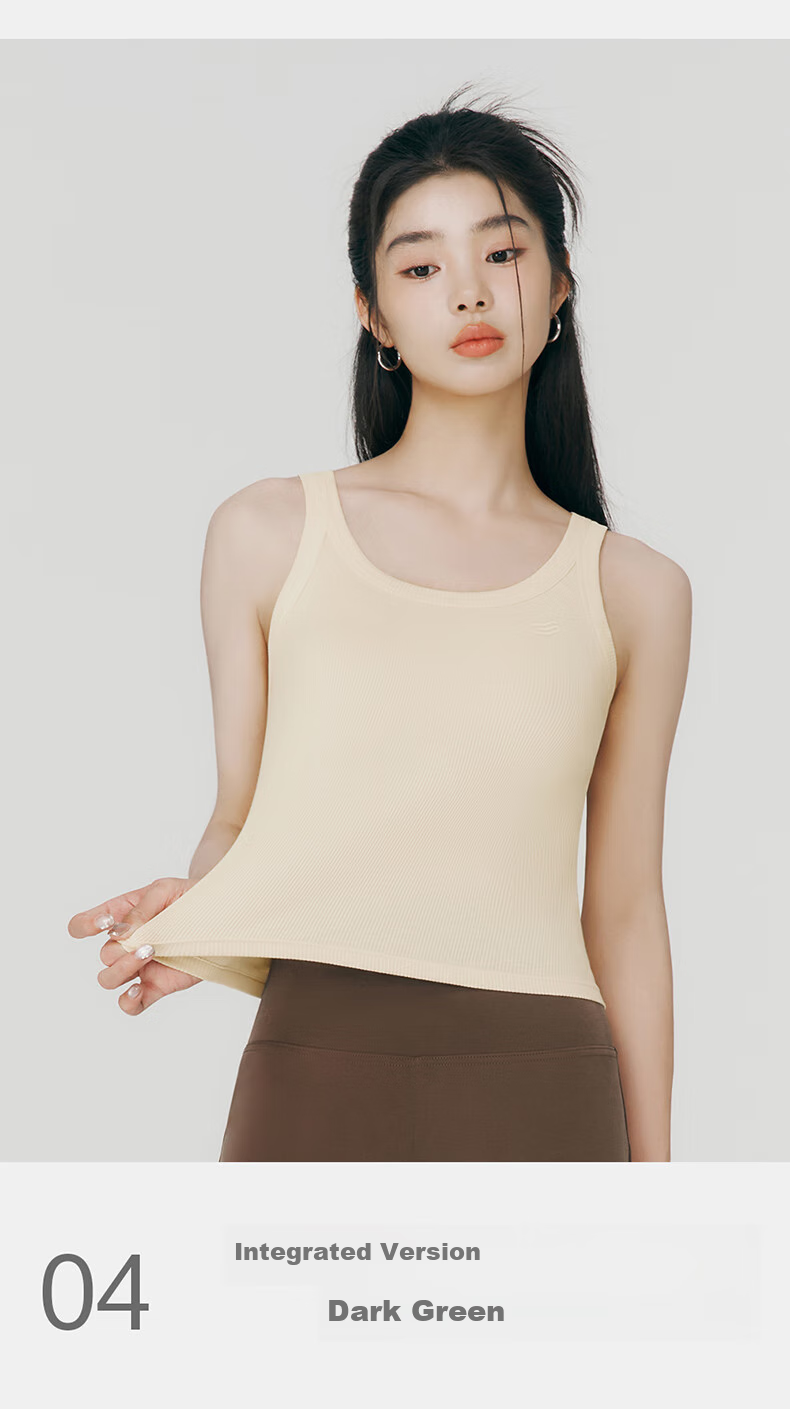 THREEGUN Women's Cotton Camisole Tank Top, Ribbed Slim-Fit Undershirt, Sexy Inner Wear, Seamless Integrated Knit, 2-Piece Set 8