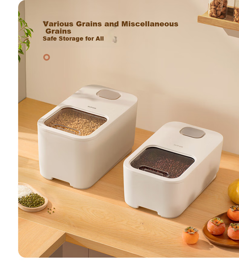 SUPOR Push-Lid Rice Container Food Storage Airtight Moisture-Proof Large Capacity Storage 20 Jin KG20AK10 8