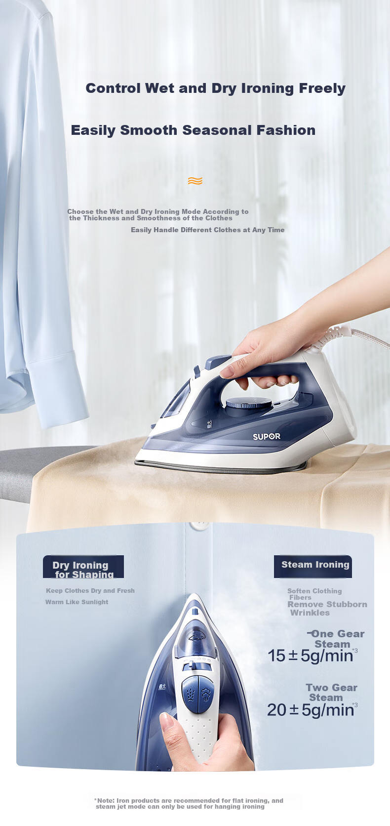 SUPOR Electric Iron, 100g/min [Explosive Steam], 220ml Household High-Power Small Portable Ironing Machine, Bean-Shaped Iron for Clothes And Quilts, 303A Group Purchase 6