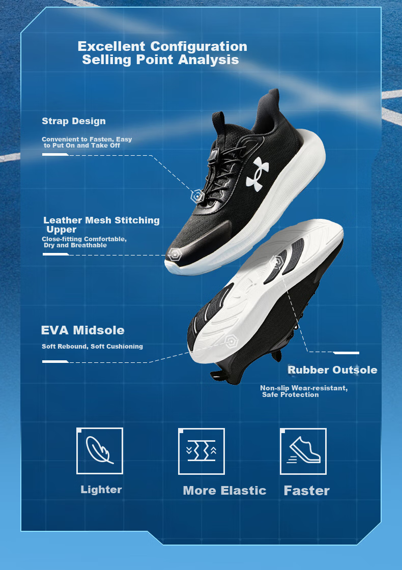Under Armour Spring And Summer Children's Running Shoes for Boys And Girls, Breathable Mesh Upper, Non-Slip Straps, Comfortable Physical Exam Sports Shoes 2