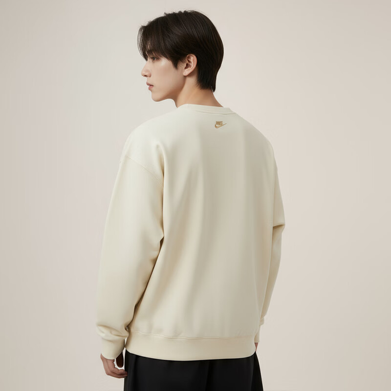 NIKE Men's Pullover Sweater, Knitted Crew Neck, Trendy And Fashionable, Simple And Versatile IB8360-229 Beige/Brown, XL
