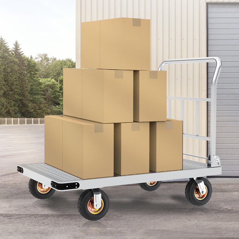 Xinyuechanghui Steel Plate Truck, Flatbed Cart, Small Trolley, Hand-Pulled Cart, Logistics Trailer, 80*125cm, Load Capacity 2000 Jin, CB-GB025