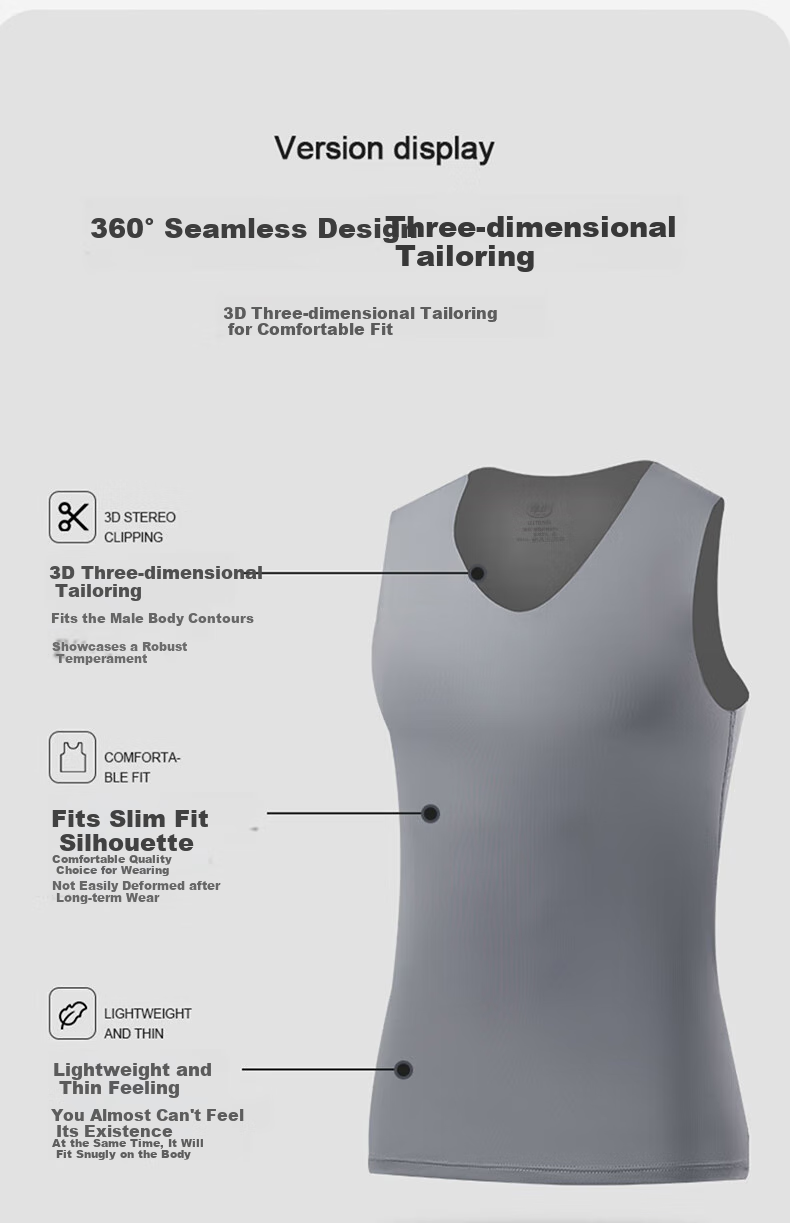 LangSha Men's Tank Top, Summer Ice Silk Thin Style, 7A Grade Antibacterial Seamless Sports Casual Undershirt, 3-Piece Set 9