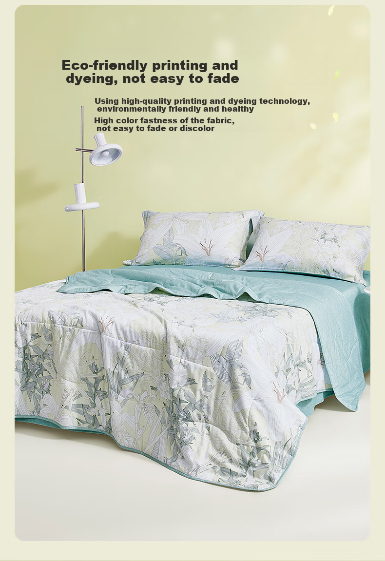Luolai Home Textiles Skin-friendly 100% Cotton Summer Quilt 7A Grade Antibacterial and Mite-proof Washable Air Conditioning Quilt Core 200*230 Blue 4