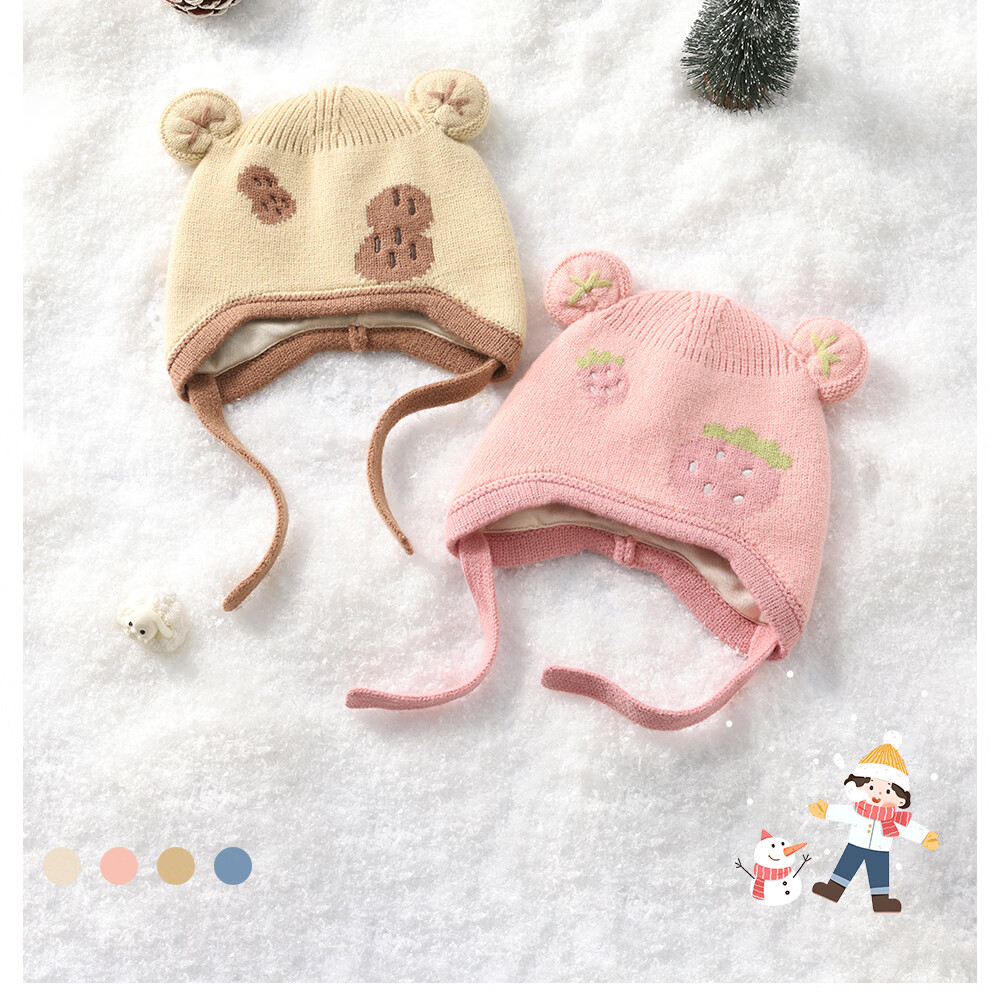 Beitais Baby Hat Autumn Winter Infant Boys Girls Wool Knit Warm Windproof Thickened Ear Protection Cap 7