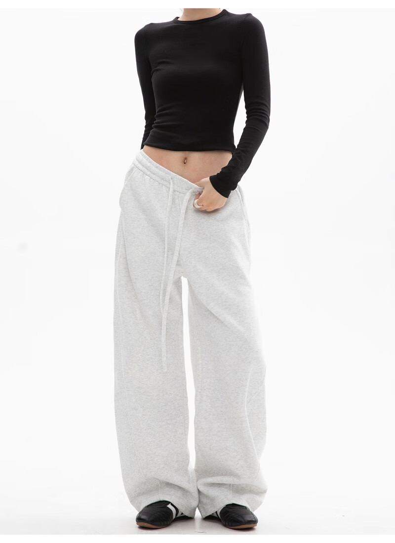 ICH MODE Women's American Style Casual Pants Spring Autumn New Sports Sweatpants Loose Straight-Leg Versatile Wide-Leg Pants Black L 16