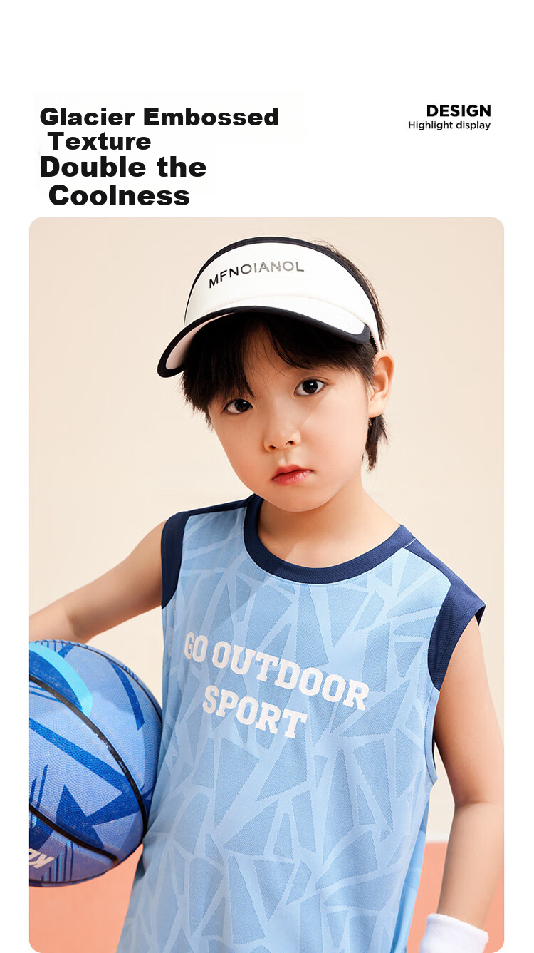 Zuoxi Boys' Summer Outfit, 2026 New Style Children's Sports Quick-Dry Vest Two-Piece Set Basketball Uniform Trendy, Blue, Size 140 3