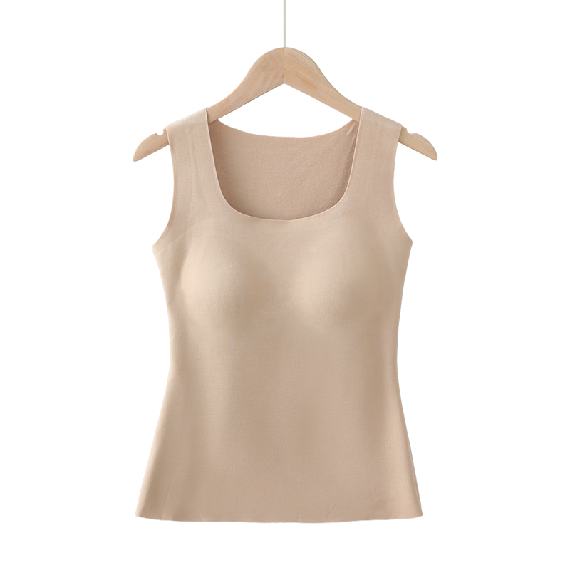 Herbal Original Women's Thermal Vest with Built-in Chest Pad, Double-Sided Brushed Fabric, Seamless Autumn Winter Base Layer, Wearable as Outerwear