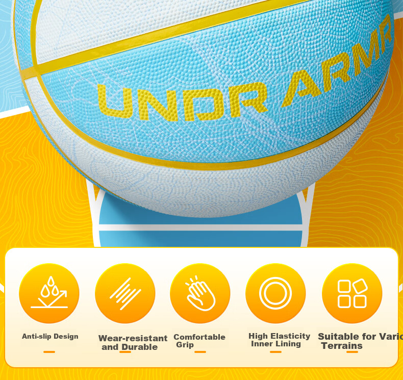 Under Armour Basketball Size 7 for Middle School Students, Youth Competitions, Adults, Indoor And Outdoor Use, Elementary School Students, Non-Slip, Wear-Resistant, Blue Basketball 2
