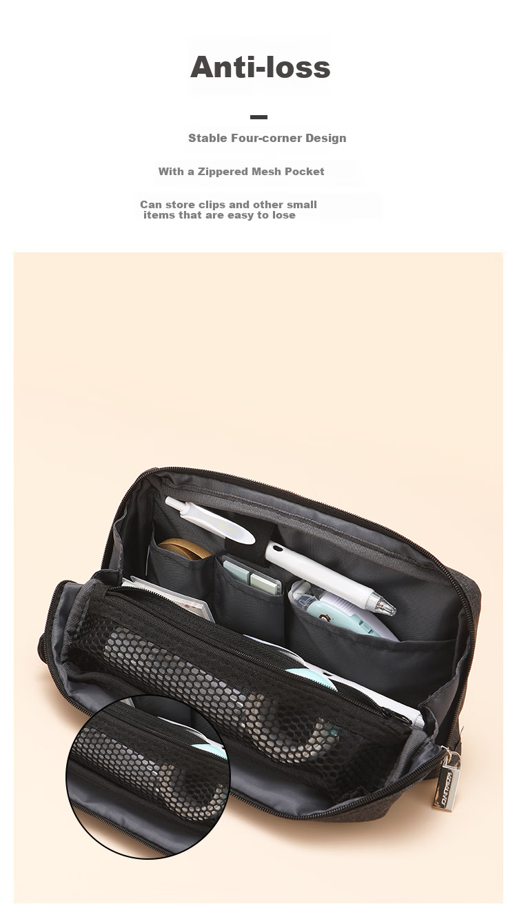 KOKUYO HACO HACO Student Multifunctional Stylish Pencil Case, Large Capacity Pencil Bag for Middle And High School Students, Compartment Storage Box, Dark Gray, 1 Pack, WSG-PC143NDM 4