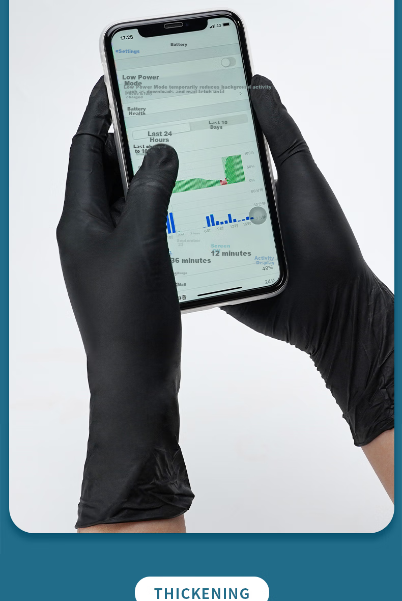 AMMEX Disposable Nitrile Gloves, 100 Pieces, Small Size, Thickened, Durable, Waterproof, for Laboratory Inspection And Protection, Kitchen Use, Black 6