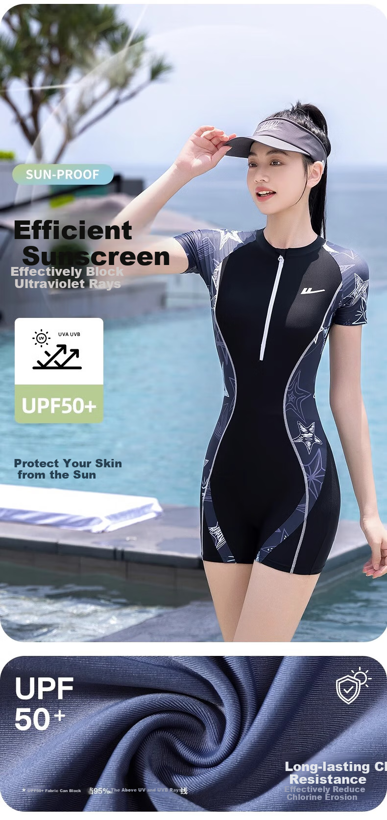 Huili Women's Two-Piece Swimsuit, Conservative Style, Slimming Effect, Covers Body, Square Leg Design, Suitable for Hot Springs And Swimming, Model 15015H1L, Coffee Color, Size M 3