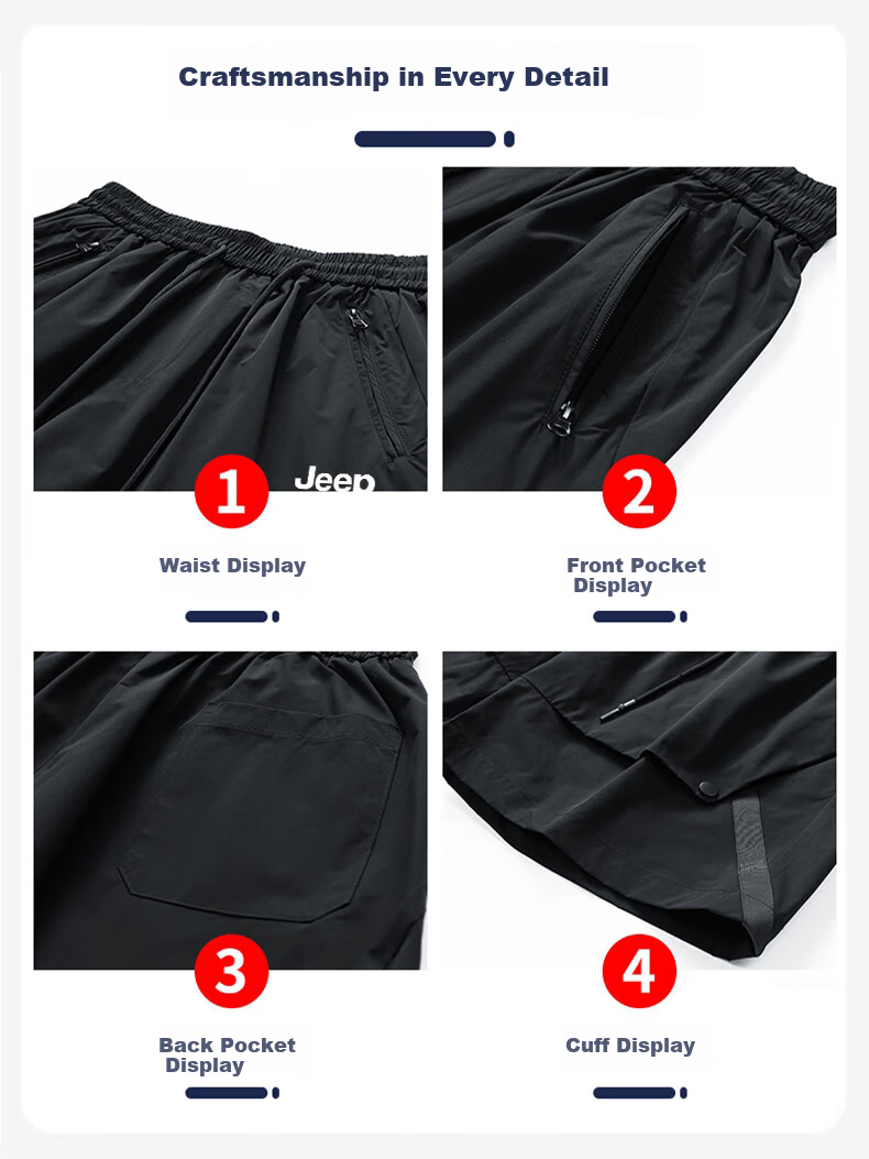JEEP SPIRIT Men's Shorts, Summer American-Style Trendy Casual Versatile Large Size Cargo Shorts, Khaki, 4XL 2
