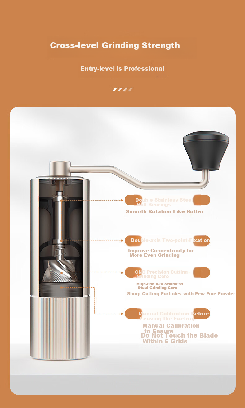 CLITON Hand-Crank Coffee Grinder, Portable Manual Coffee Grinder, Automatic Grinding Machine for Coffee Beans 7