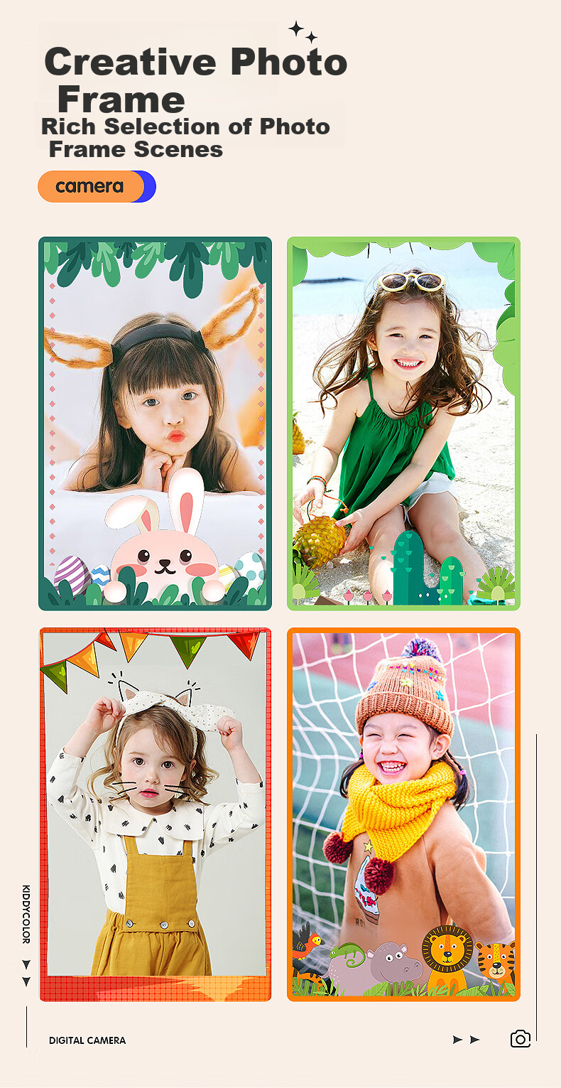 KIDDYCOLOR Children's Cartoon Camera (Unicorn 64GB), Digital CCD Student Toy, Dual Cameras, Touchscreen, WIFI Transfer, for Girls 13