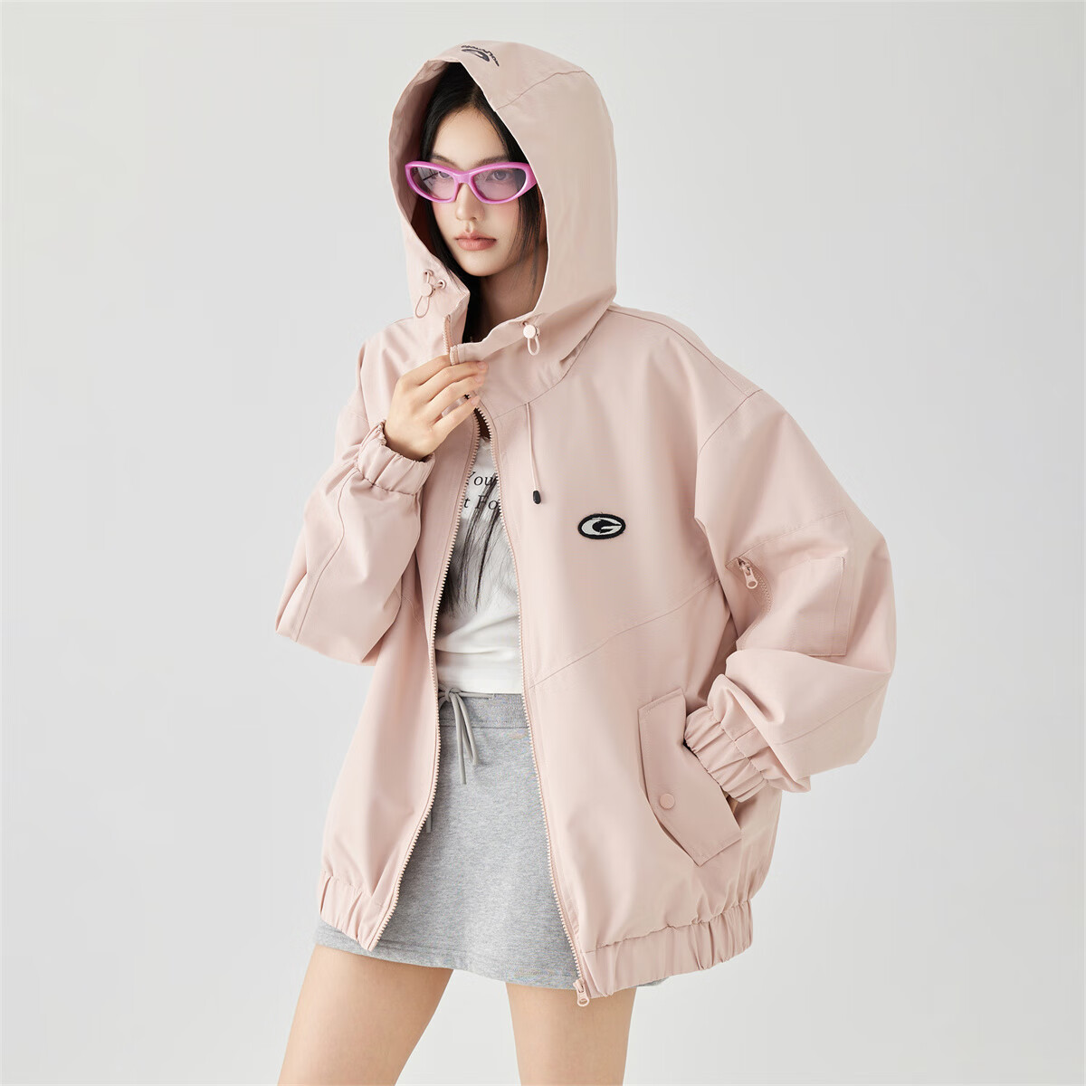GOLFCROSS [Bestseller] Couple's Dopamine Hooded Jacket with Letter Embroidery Logo, Pink, Size M
