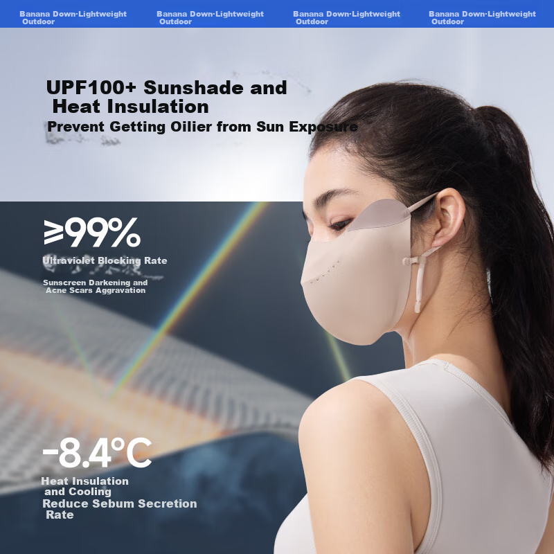 Beneunder 3D Protective Sun Protection Face Mask, Sun Protection Mask with V-Shaped Face Support And Moisture-Wicking SS216