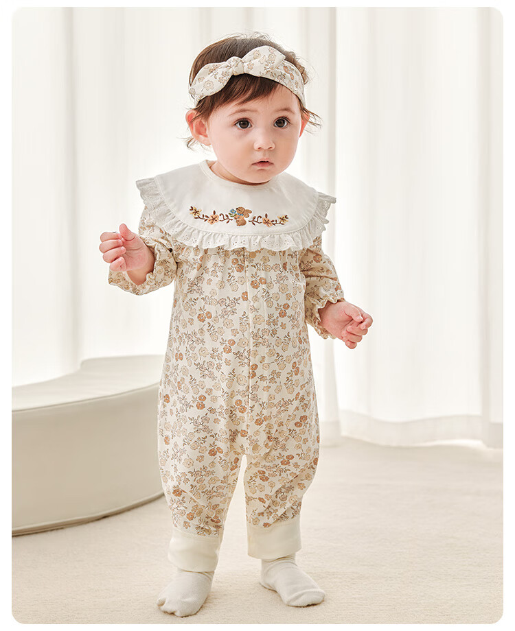 Weishi Muni Baby Girl Romper Spring and Autumn Infant Long Sleeve Bodysuit Toddler Crawling Suit Autumn Wear 7
